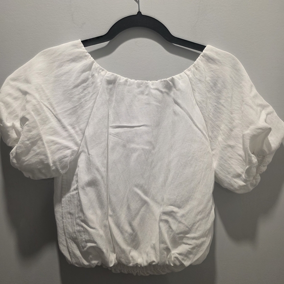 Moon River Tops - Moon River Anthropologie White Puff Sleeve Blouse Cropped Lined Xs